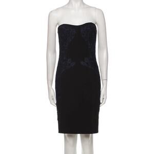 Diane von‎ Furstenberg EMBROIDERED Strapless Mini Dress Blue 4 y2k